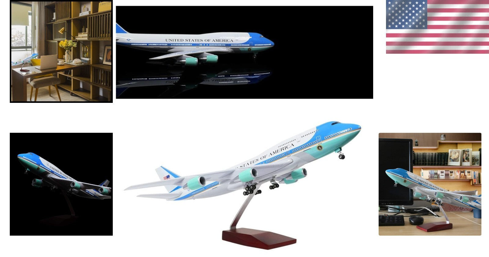 18” Diecast Air Force One Jet Model with LED Light - Perfect for Collectors