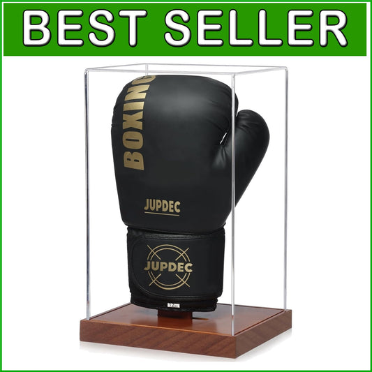 Elegant Boxing Glove Display Case with UV Protection & Solid Wood Base