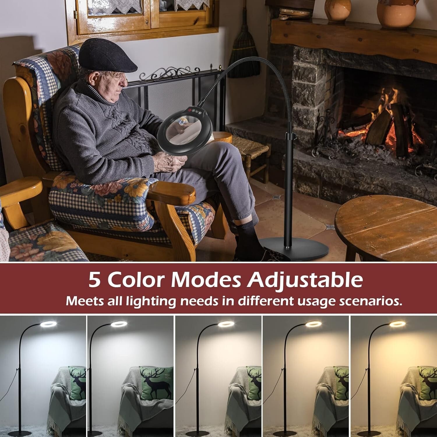 10X Magnifying Lamp with Light & 24" Gooseneck - Hands-Free Crafting Solution