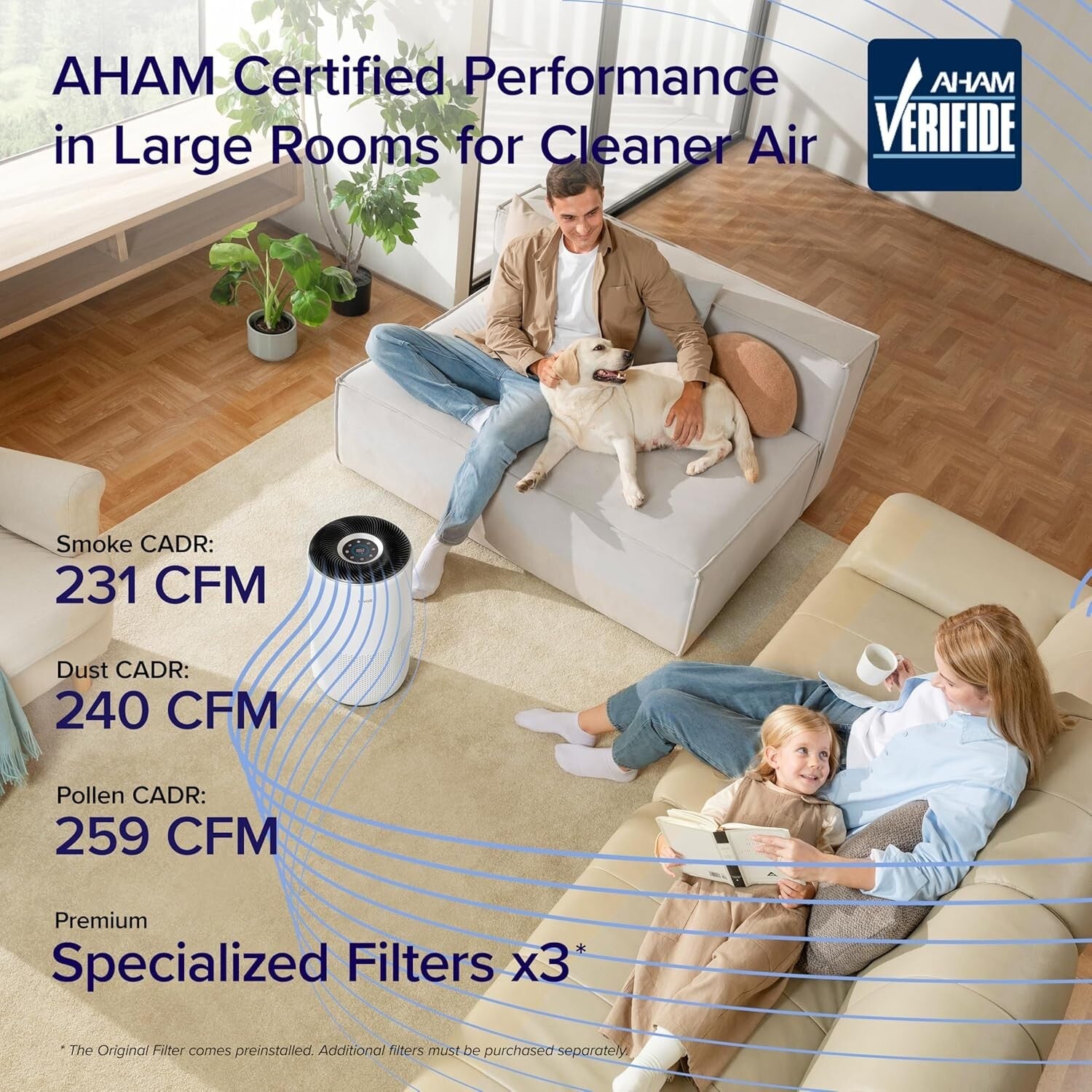 Energy Star Certified HEPA Air Purifier Up to 1733 Ft² - Silent with Sleep Mode