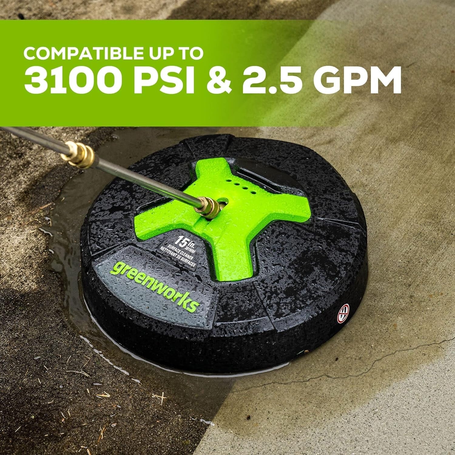 Compact 15-Inch Green Surface Cleaner with 26 oz Tank - Ideal for Quick Cleaning