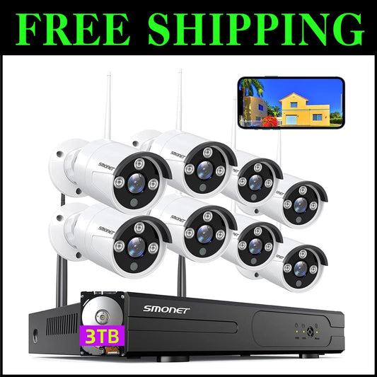 1080P Wireless Home Security Cameras - 8 Channel, Night Vision, Plug & Play