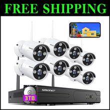 Load image into Gallery viewer, 1080P Wireless Home Security Cameras - 8 Channel, Night Vision, Plug &amp; Play