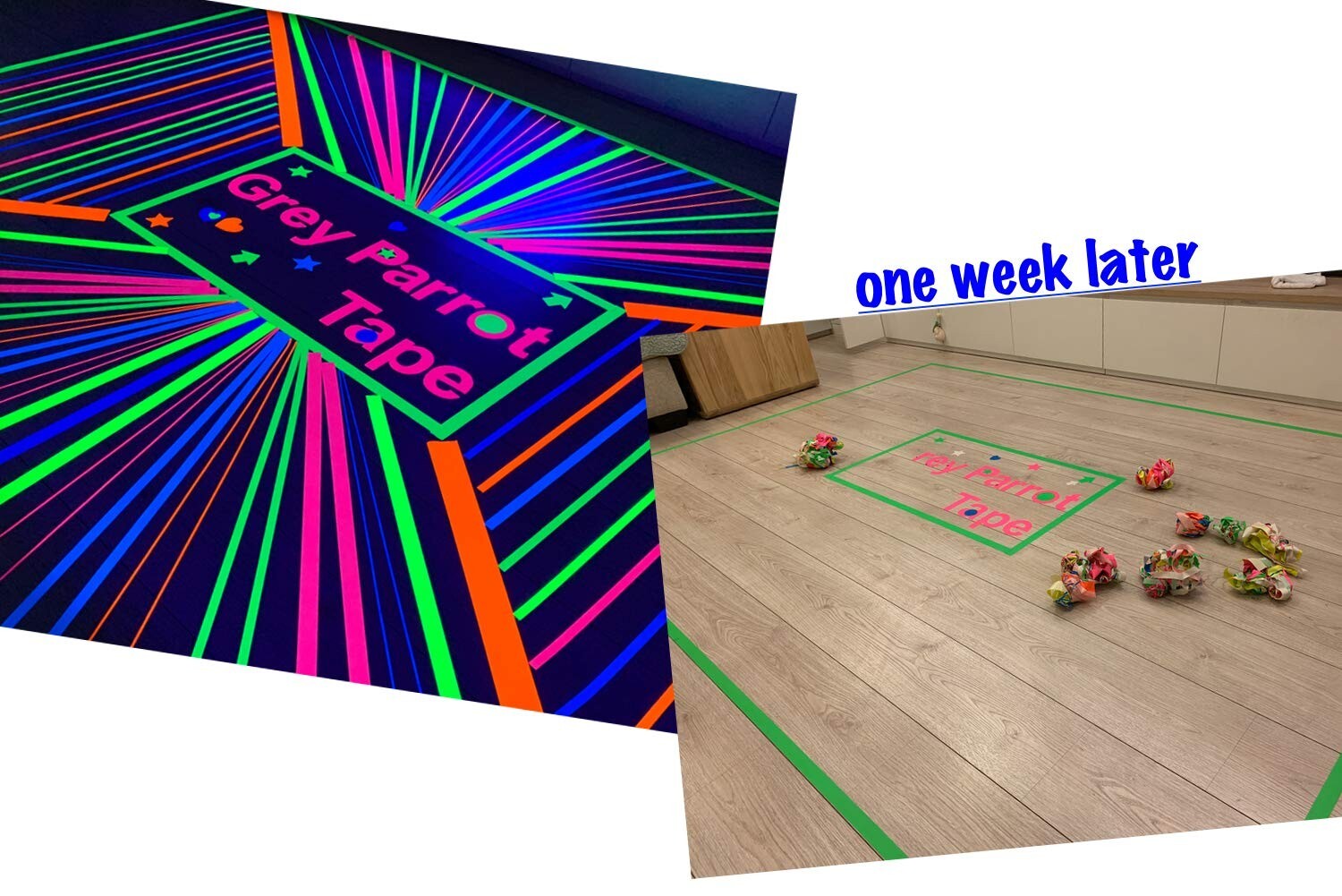 Cost-Effective Neon Glow Party Tape – 6 Colors, Easy-Tear 66ft Rolls Under UV