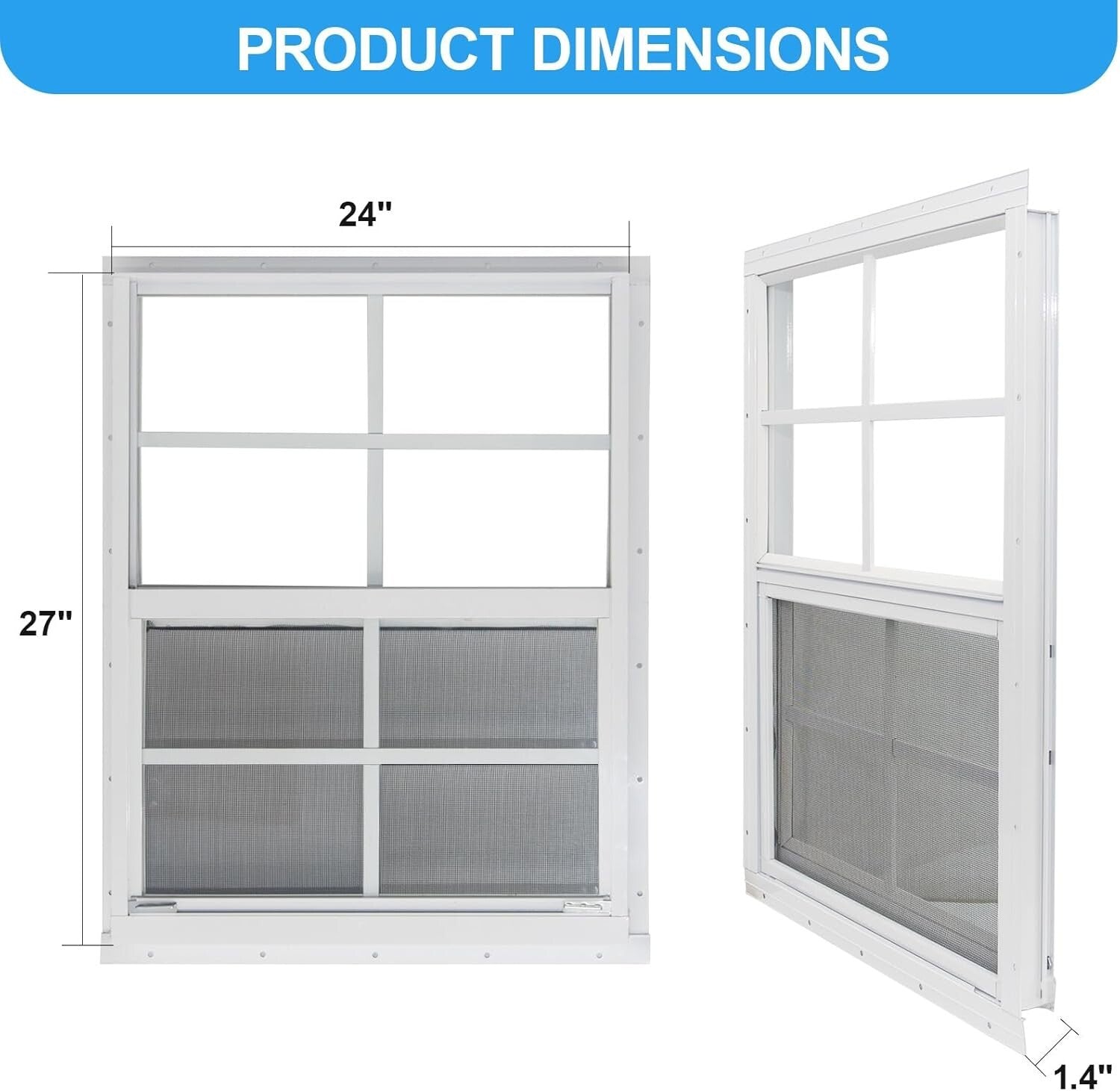 Durable Flush Mount Shed Windows - 24" x 27" with Screens for Easy Ventilation