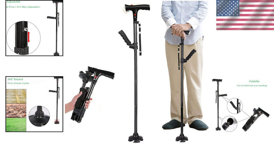 Versatile Walking Cane for Men & Women - Adjustable Length & Built-in Light
