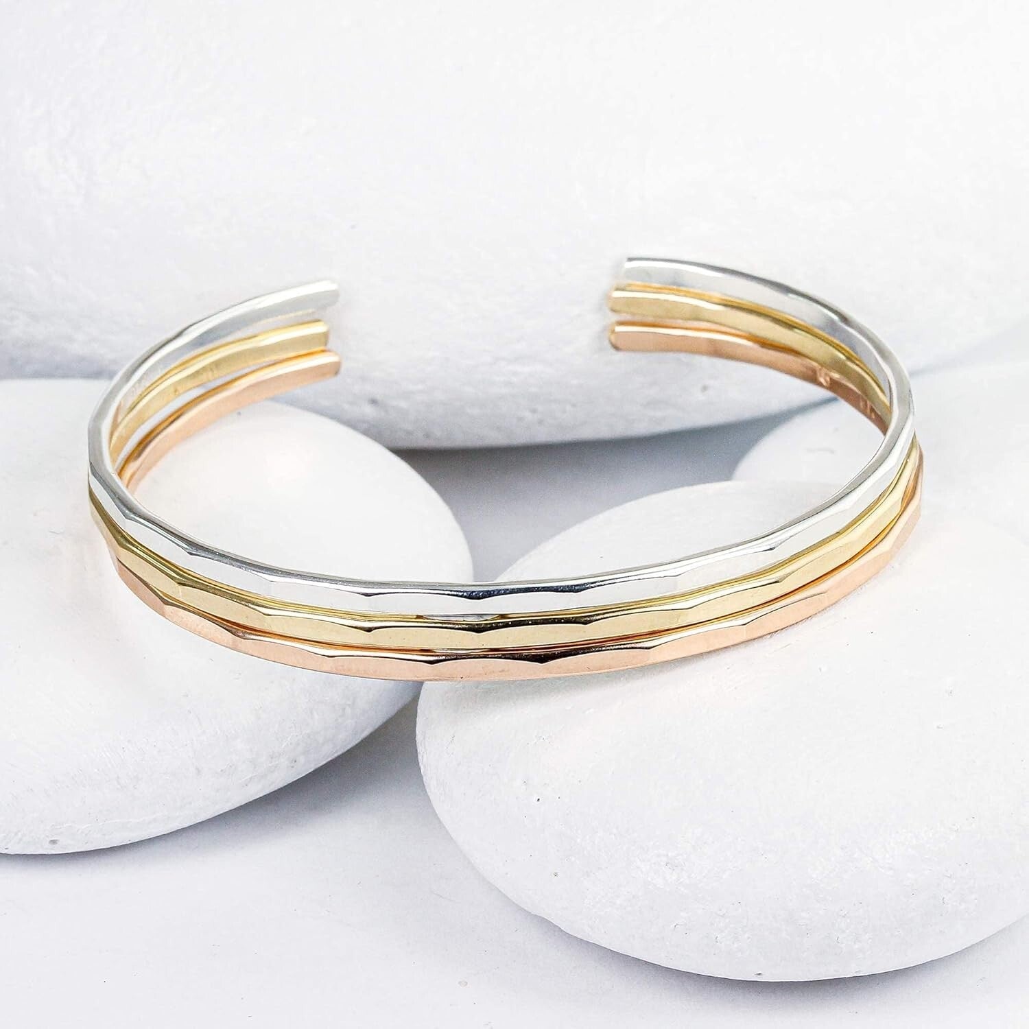 Elegant 14K Gold Fill Hammered Cuff Bracelet - Handmade Women's Jewelry