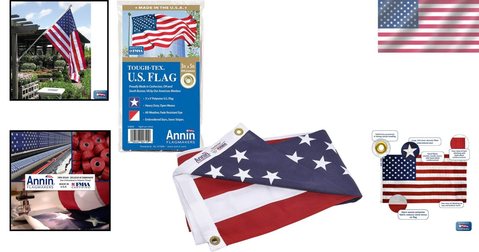 Embroidered American Flag 3x5 Ft - Heavy-Duty Polyester for Outdoor Display