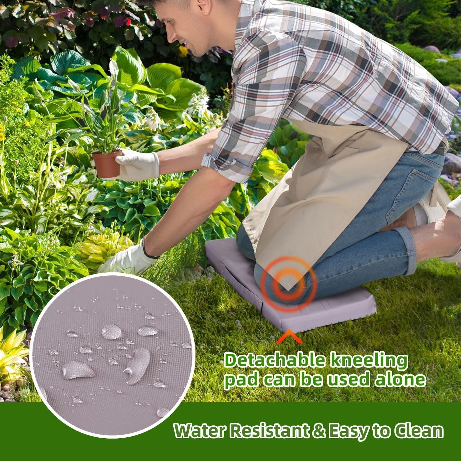 Versatile Folding Garden Stool with Extra Kneeling Pad - Supports 330 lbs