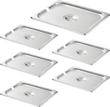 Load image into Gallery viewer, Durable 1/2 Size Stainless Steel Food Pan Covers - Set of 6 with Easy Handle