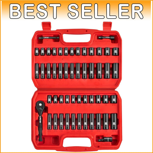 Durable 52-PC Impact Socket Set with 72-Tooth Ratchet - Ideal for DIY Projects