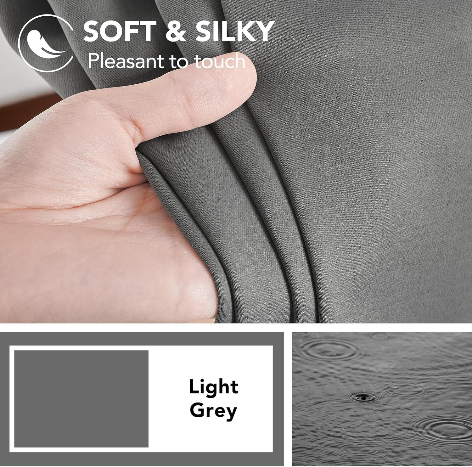 Versatile Blackout Drapes - Light Grey 52x95 Curtains with Dual Hanging Options