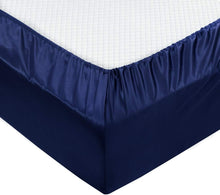Load image into Gallery viewer, 6-Piece Navy Blue King Size Satin Sheet Set - Deep Pocket &amp; Luxurious Comfort