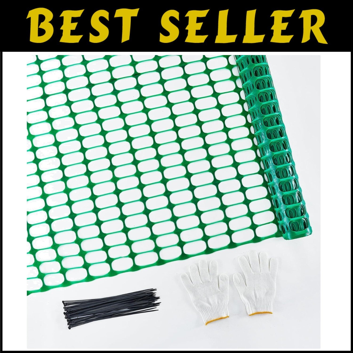 Extra Strength Plastic Mesh Safety Fence 4'x50' with 100 Zip Ties - Durable &...
