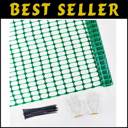 Extra Strength Plastic Mesh Safety Fence 4'x50' with 100 Zip Ties - Durable &...