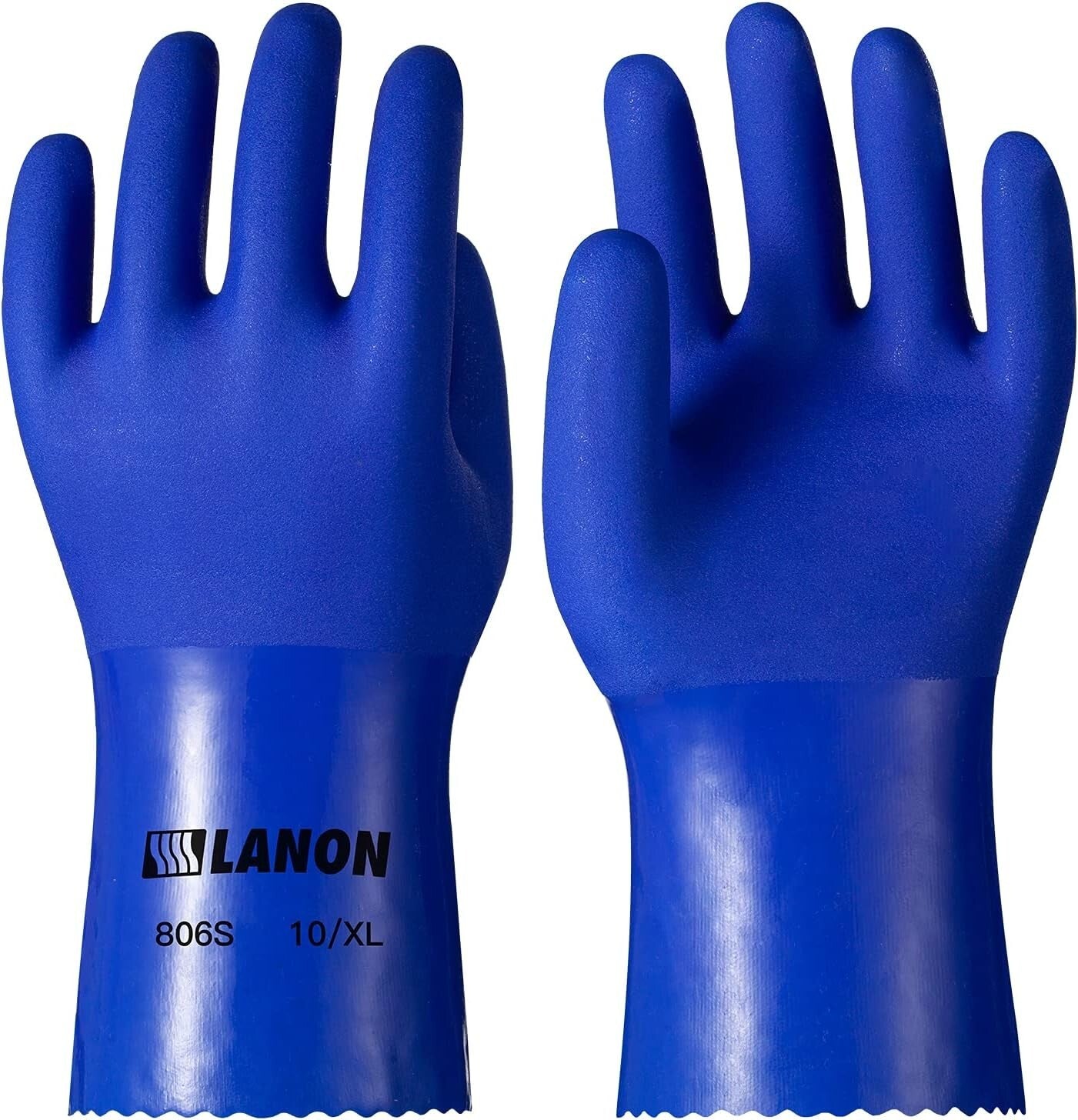XL PVC Rubber Gloves with Breathable Liner - LANON 6 Pairs for Various Uses