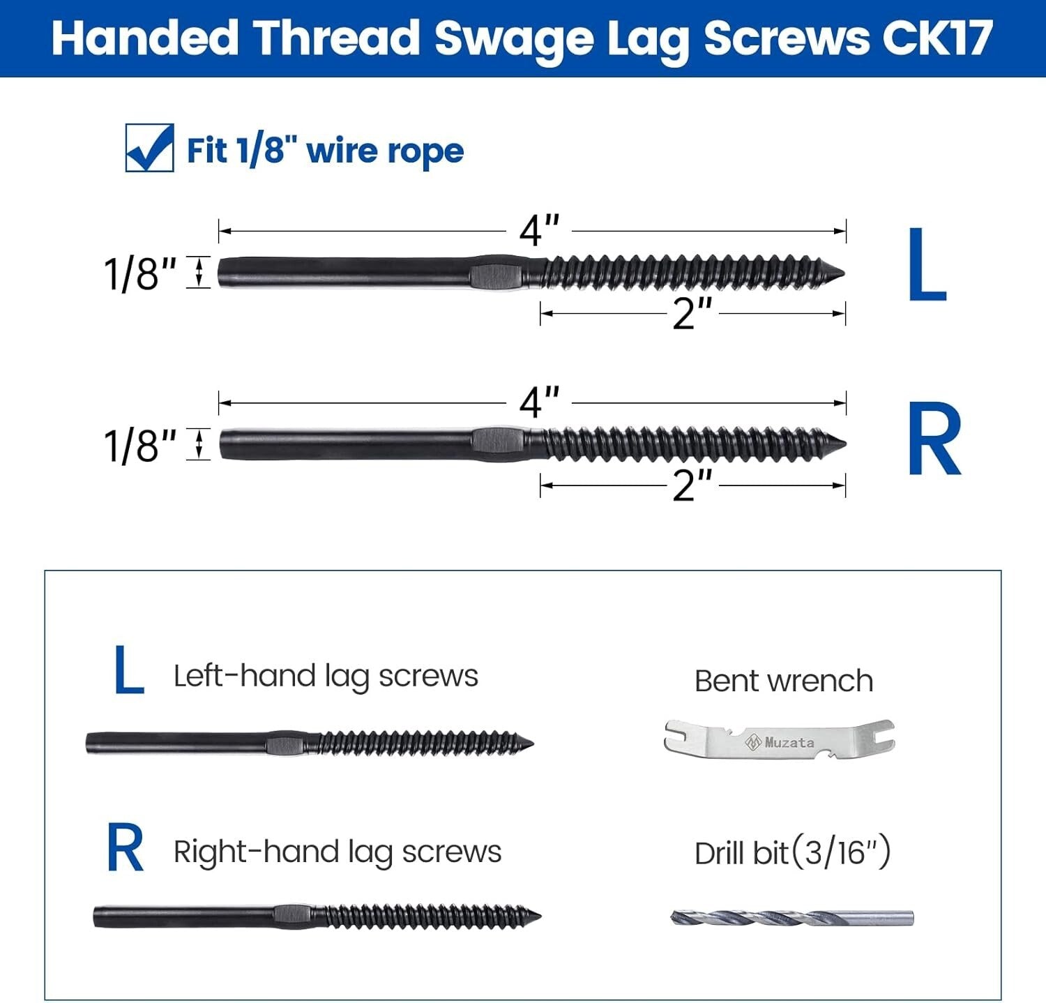 Durable 120 Pack 1/8" Railing Kit - Minimalist Black Aesthetic for Any Space