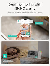 Load image into Gallery viewer, 2K Resolution Baby Monitor with 5000mAh Battery &amp; Cry Alerts - Ideal for Parents