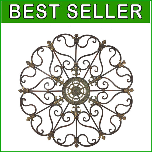 Antique-Inspired Metal Wall Decor - 29" Scroll Design for Living Rooms