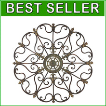 Load image into Gallery viewer, Antique-Inspired Metal Wall Decor - 29" Scroll Design for Living Rooms