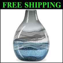 Load image into Gallery viewer, Unique 11" Blue Glass Centerpiece Vase - Perfect for Contemporary Interiors