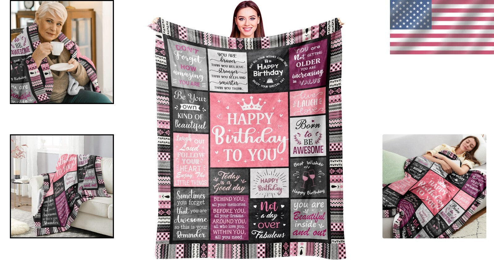 Delightful 80"x60" Fleece Birthday Blanket - Heartwarming Gift for Women