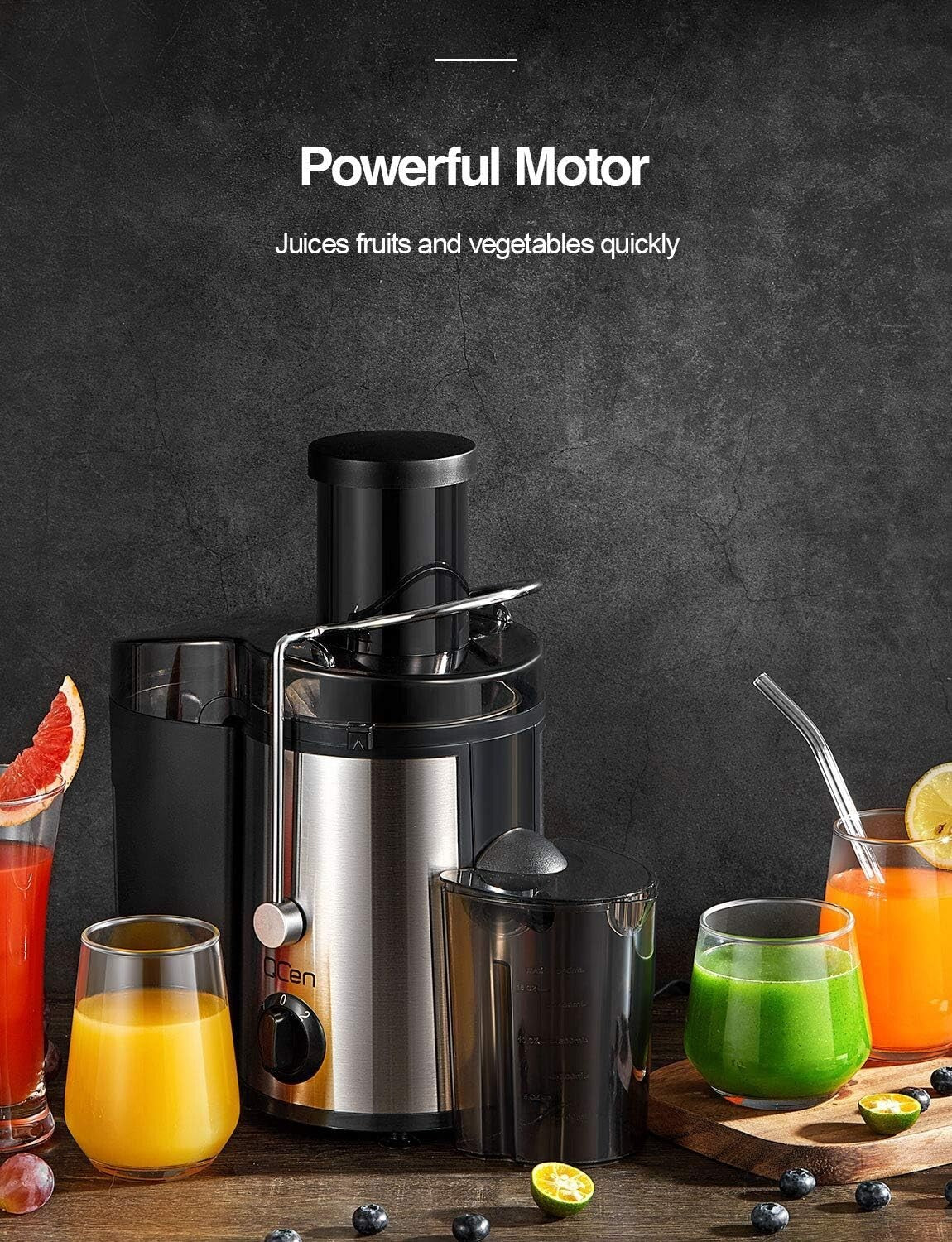 Centrifugal Juicer Extractor - 500W Power, BPA-Free, with Locking Safety Design