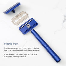 Load image into Gallery viewer, Steel Blue Eco-Conscious Double Edge Razor with 5 Blades - Mild Yet Effective