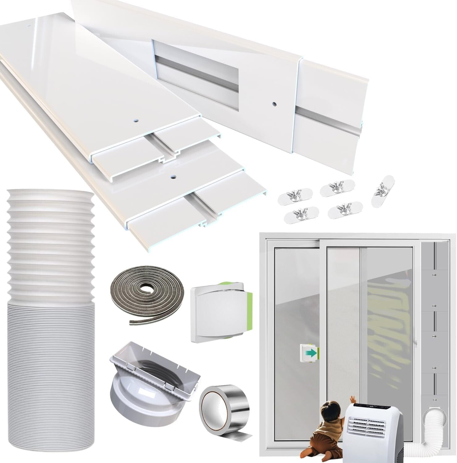 Easy Setup 95-Inch Sliding Door AC Vent Kit with Security Lock - Energy Saving