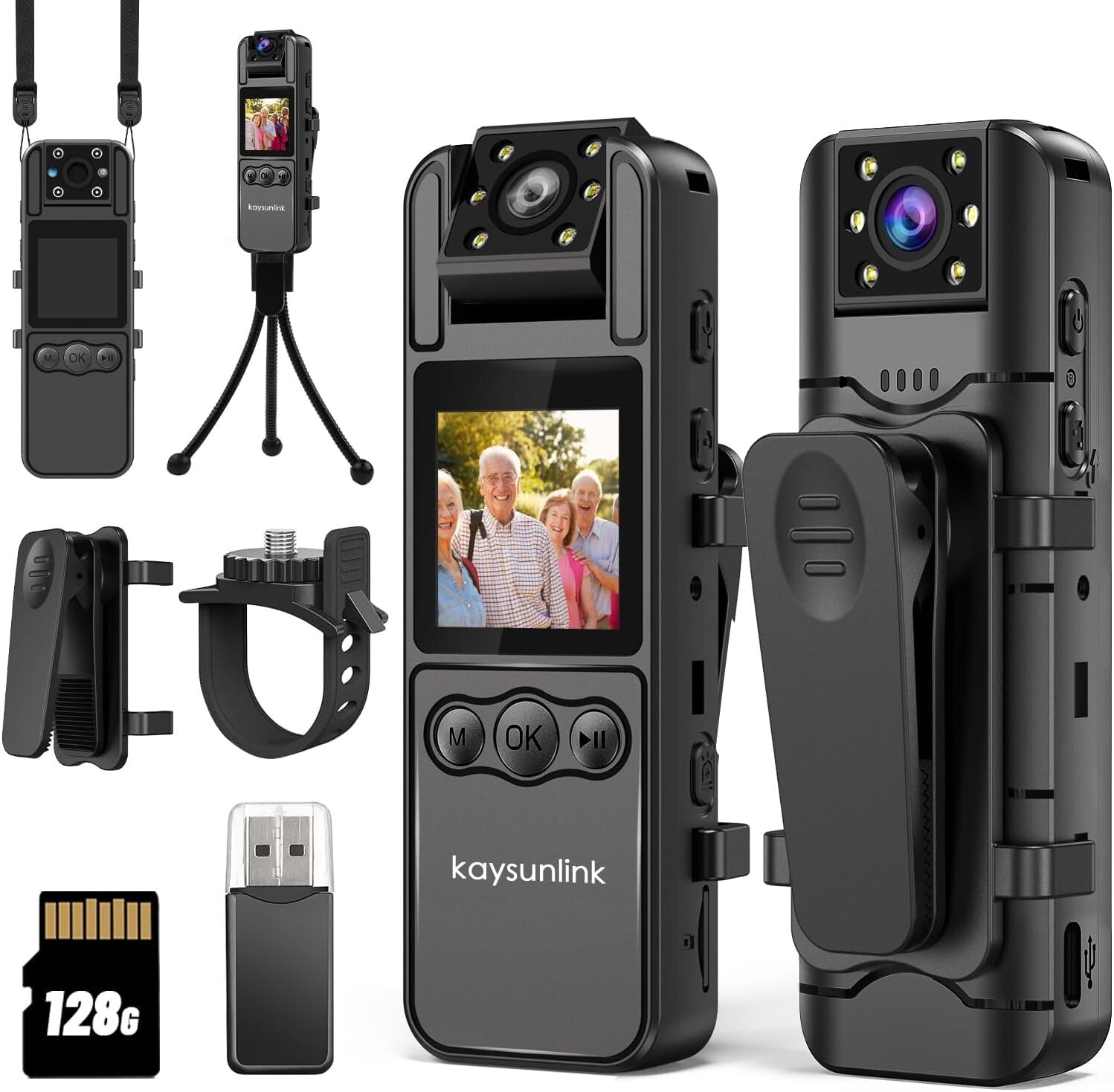 Compact Portable Body Worn Camera 128GB with Audio & Night Vision Functionality
