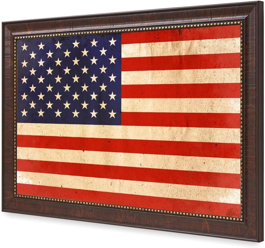 Vibrant American Flag Giclee Print Wall Art - Canvas 27x19 Ready to Display