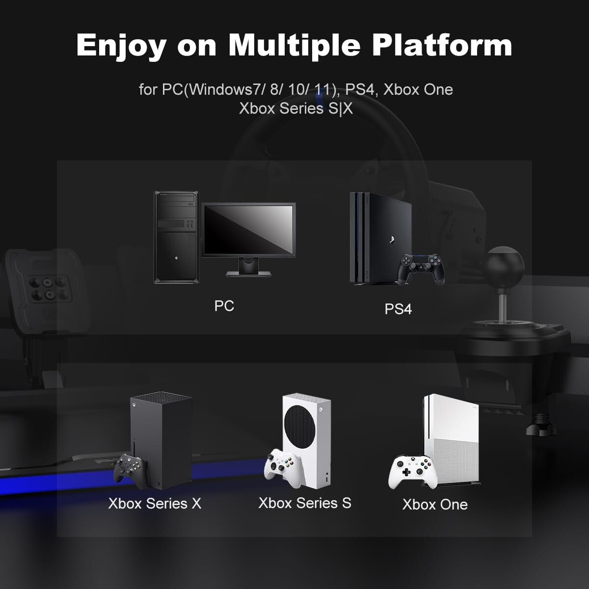 Immersive V99 Racing Wheel with 11.8-inch Grip & Multi-Platform Compatibility