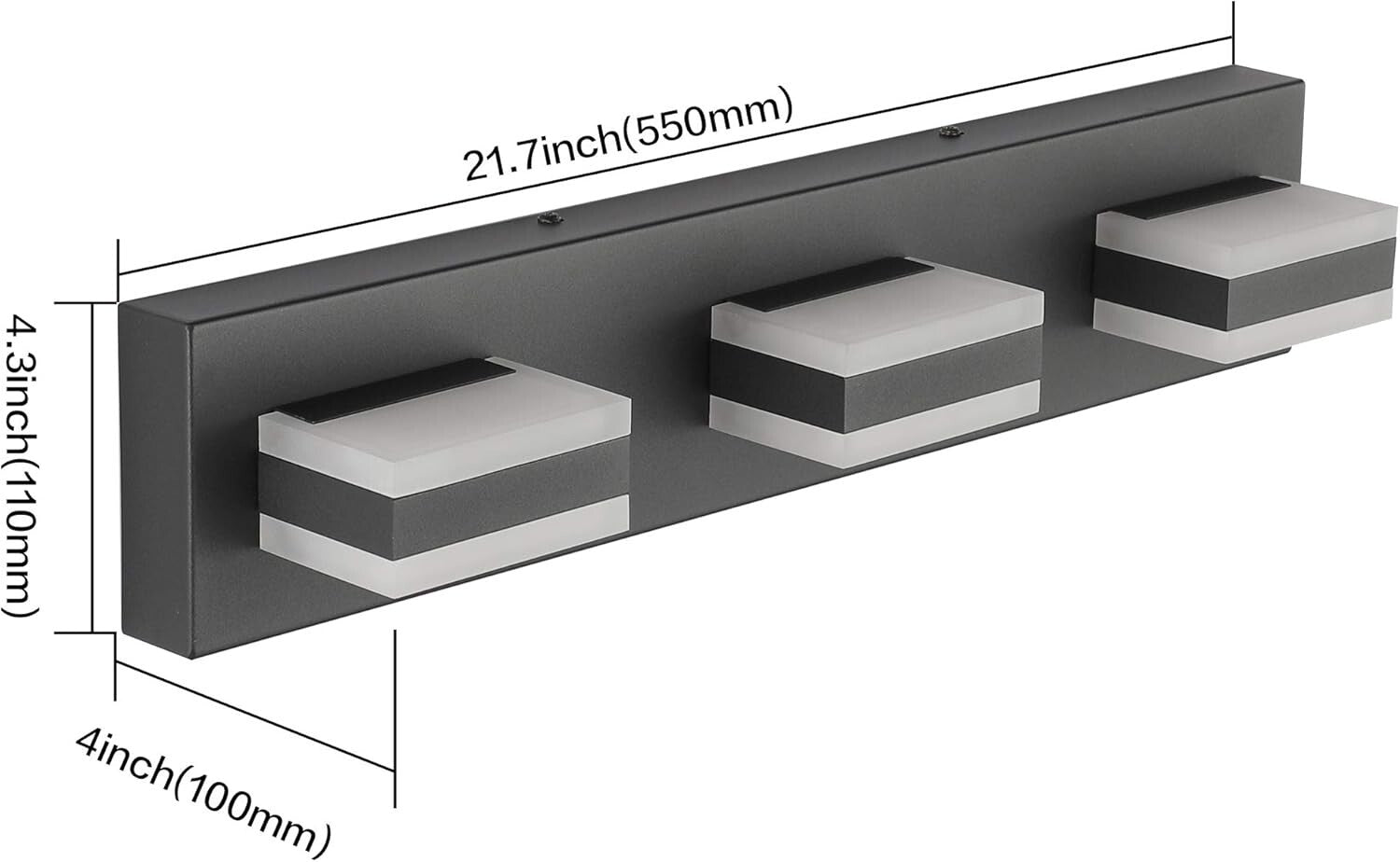 Elegant Matt Black LED Bathroom Vanity Light with 3 Lights - Easy Installation