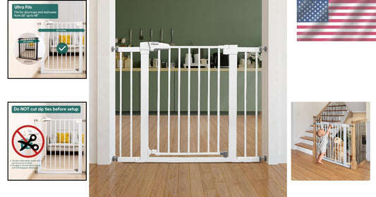 Adjustable Pressure Mounted Baby Gate: Fits Narrow & Wide Openings, 30'' Tall