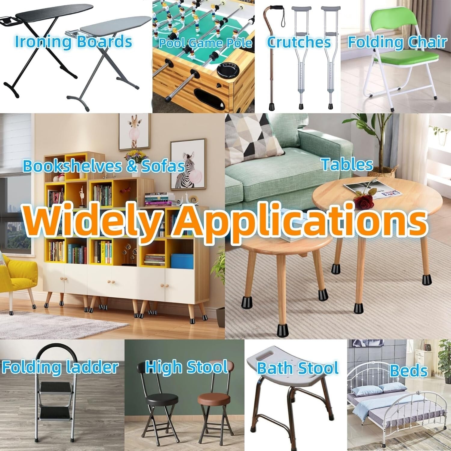 High-Quality 3/4” Round Chair Leg Tips - 64 Pack Non-Slip Furniture Protectors