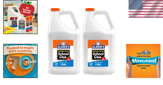 Smooth White Liquid School Glue 2 Pack - Perfect for Slime and DIY Projects