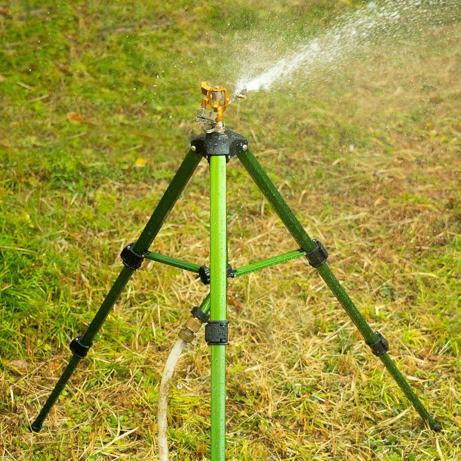 Adjustable Tripod Impact Sprinklers with Brass Head - 2-Pack Lawn & Garden Boost