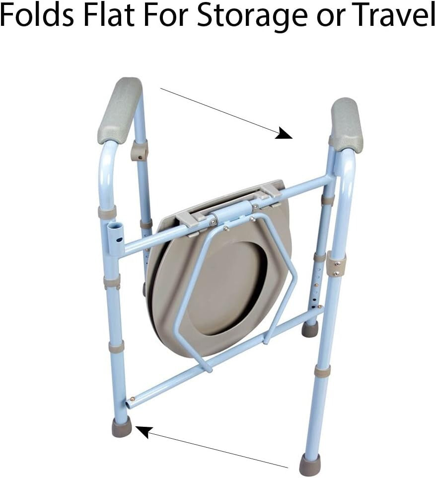 Folding Commode Chair for Seniors - Lightweight Portable Toilet for Camping