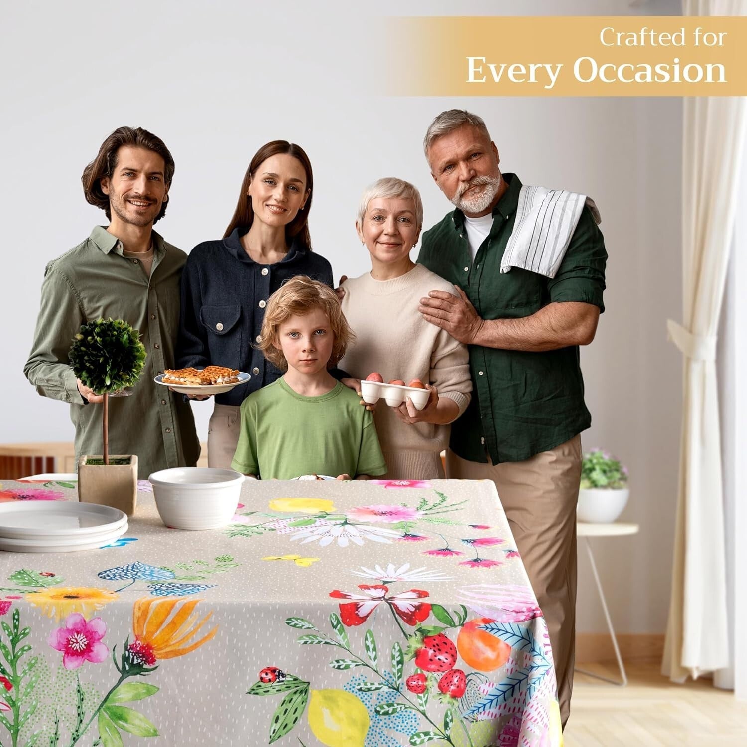 Elegant 100% Cotton Table Cloth 60 x 90 Inches for All Occasions - Jardin D'Ete