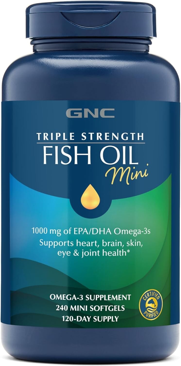 Wild Caught Omega-3 Fish Oil - 1000mg EPA/DHA, Joint & Skin Support, Gluten-Free
