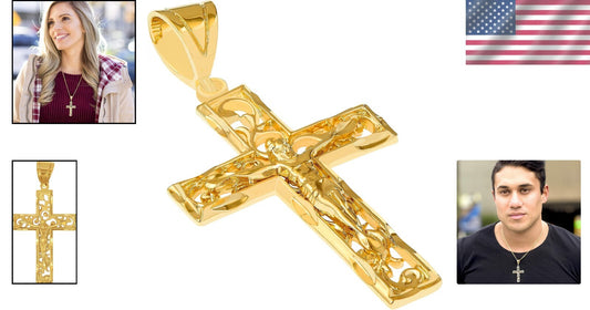 Durable Filigree Crucifix Necklace for Men & Women - Lifetime Warranty