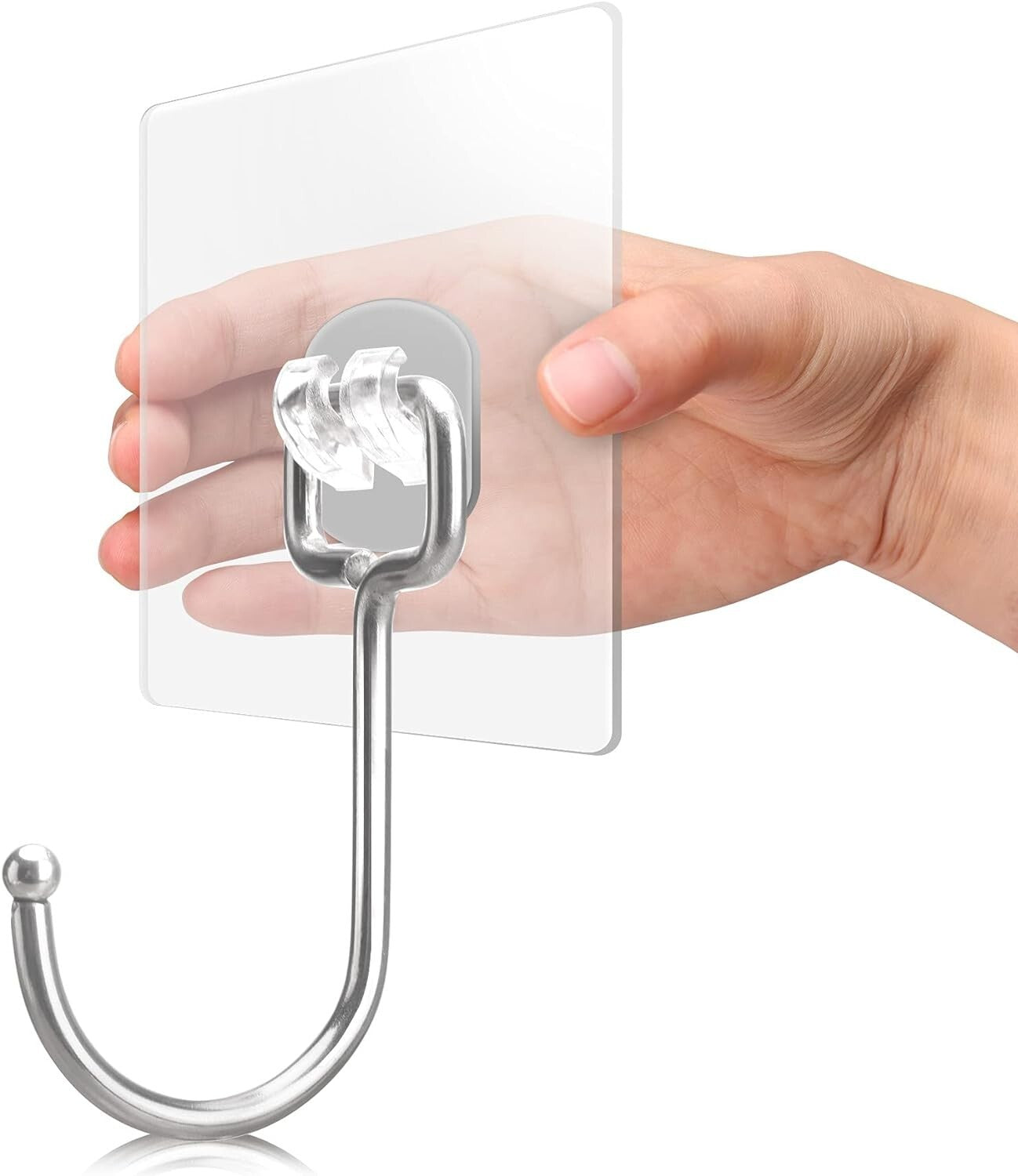 37lb Max Clear Adhesive Hooks - 50 Pack, Perfect for Home & Office Organizing