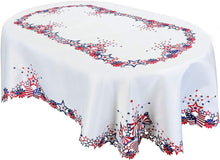 Load image into Gallery viewer, Elegant Floral Oval Tablecloth for Memorial Day – 58" x 89" Patriotic Design