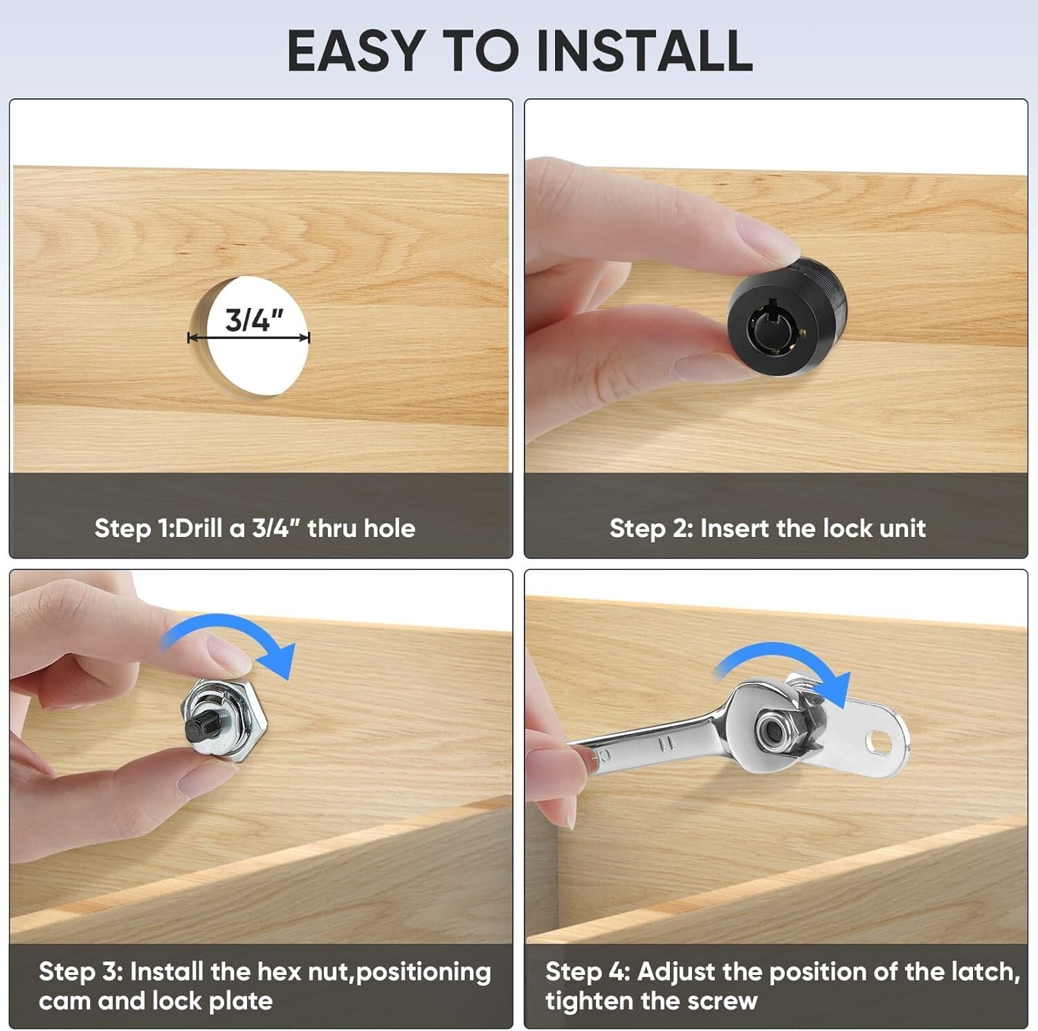 Durable 12 Pack Metal Cabinet Locks - Heavy-Duty Cam Locks with Gift Packaging