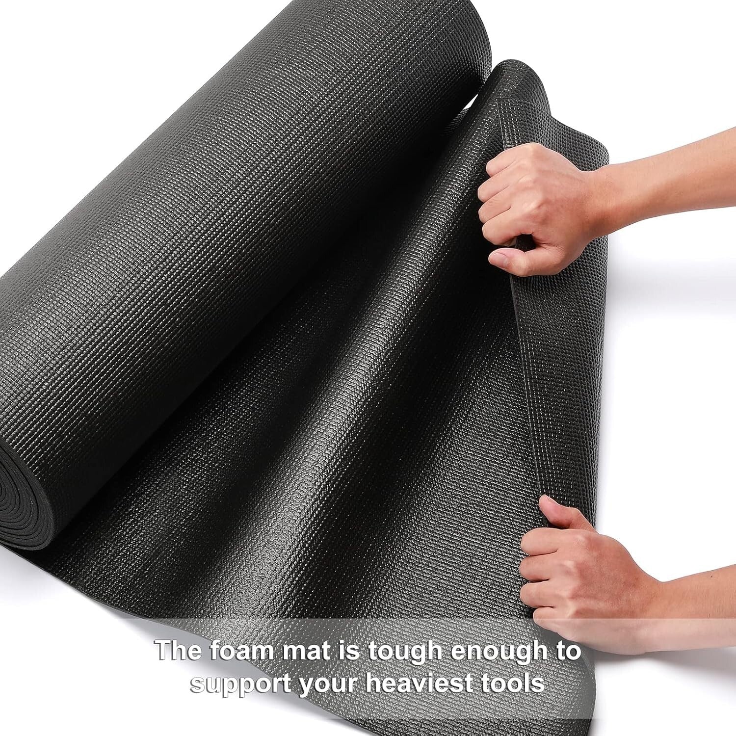 Durable Adjustable Toolbox Drawer Liner, 24" Wide x 24 Feet Long - Black Rubber