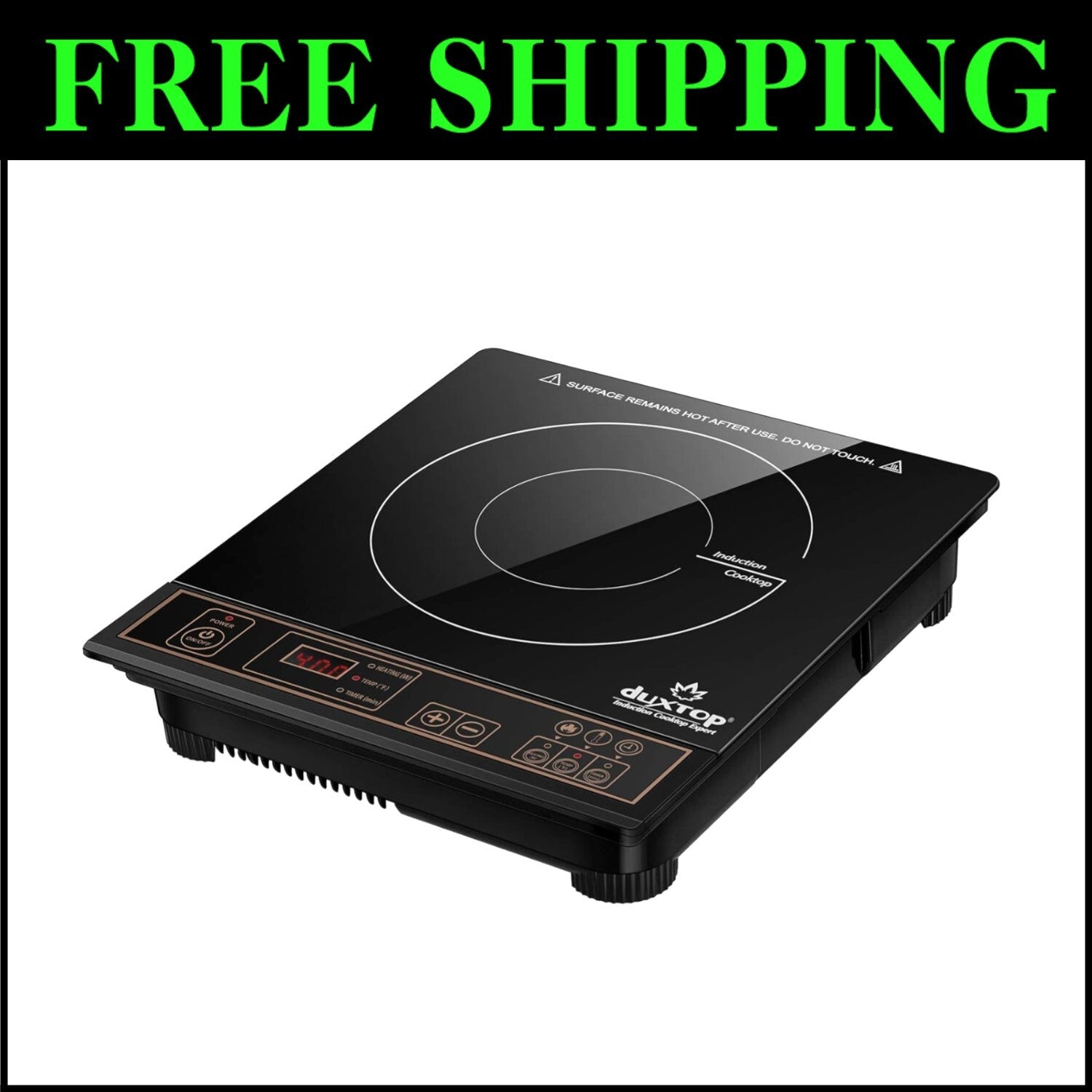 1800W Gold Induction Cooktop - Portable Countertop Burner for Effortless Cooking