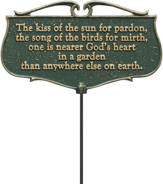 Elegant 12" x 7" Aluminum Garden Poem Plaque -
