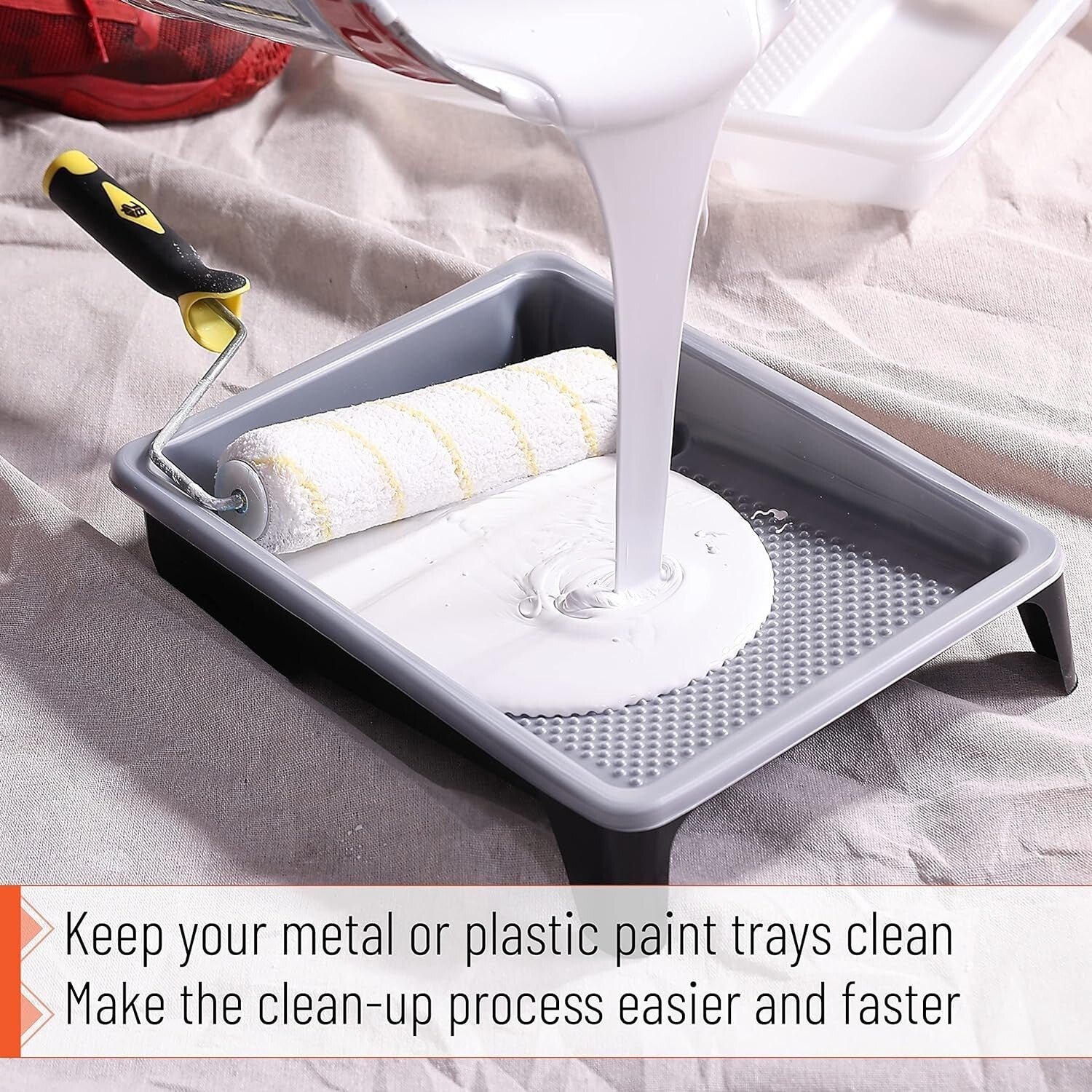 80-Pack Disposable Paint Tray Liners for 9-Inch Classic White Painting Projects