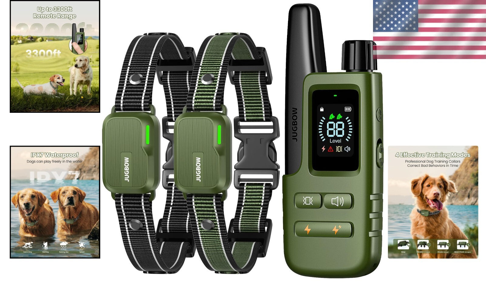 Rechargeable Dog Training Collar with Remote - 4 Modes, 4200FT Range, Safe Shock