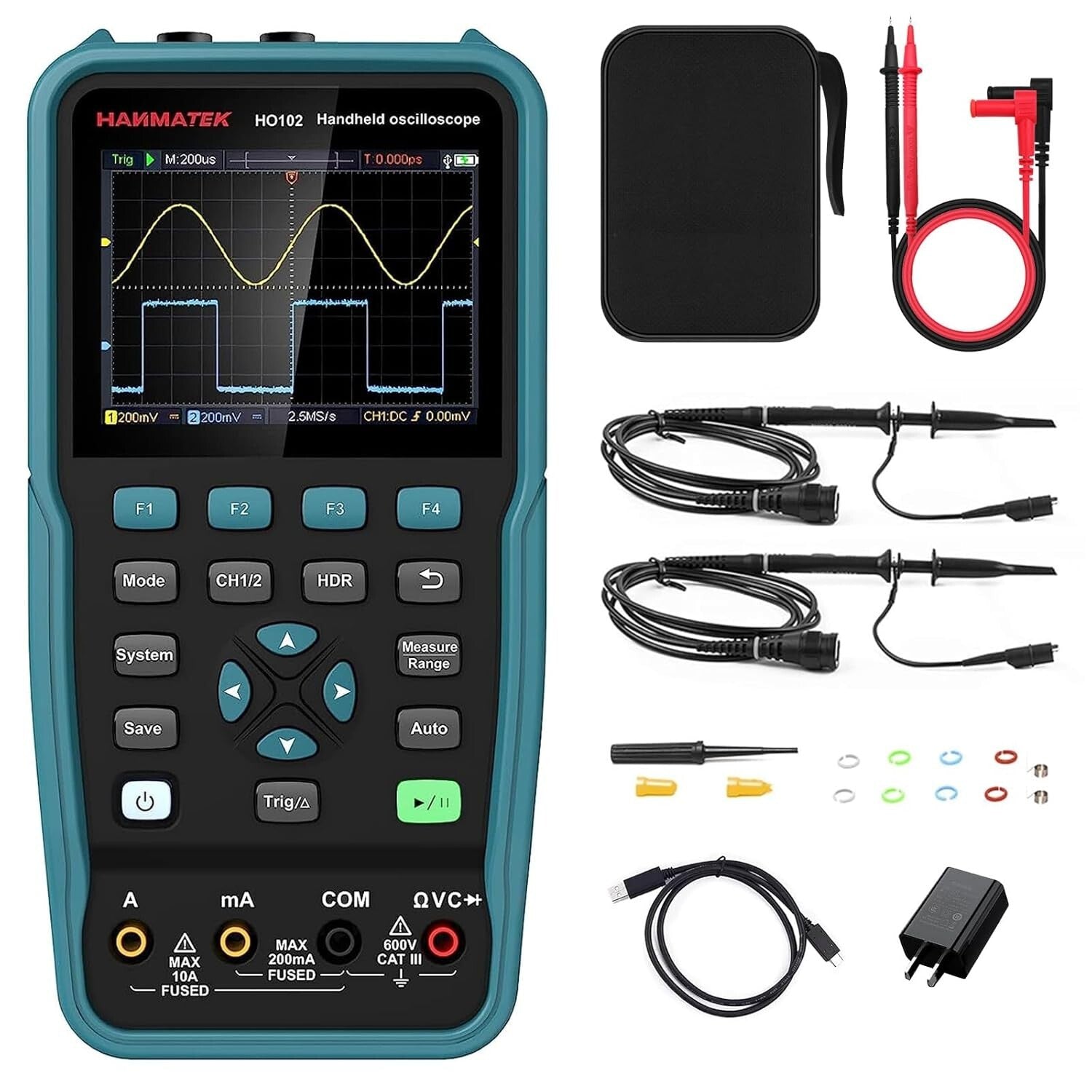 100MHz Bandwidth Handheld Digital Oscilloscope with Memory & USB Connectivity